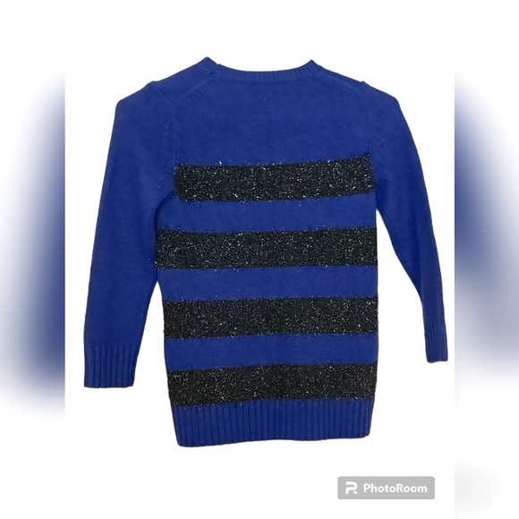 Ann Taylor blue and black metallic striped sweater - Picture 4 of 6